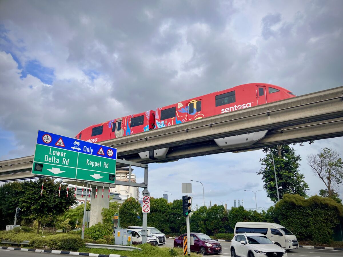 The Sentosa Express monorail on its elevated track to Sentosa