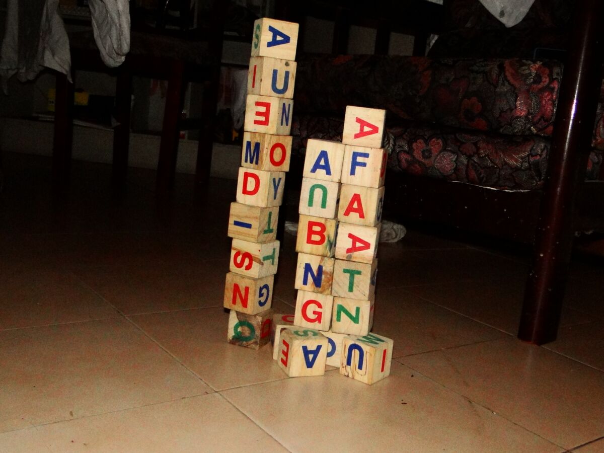 Wooden alphabet blocks