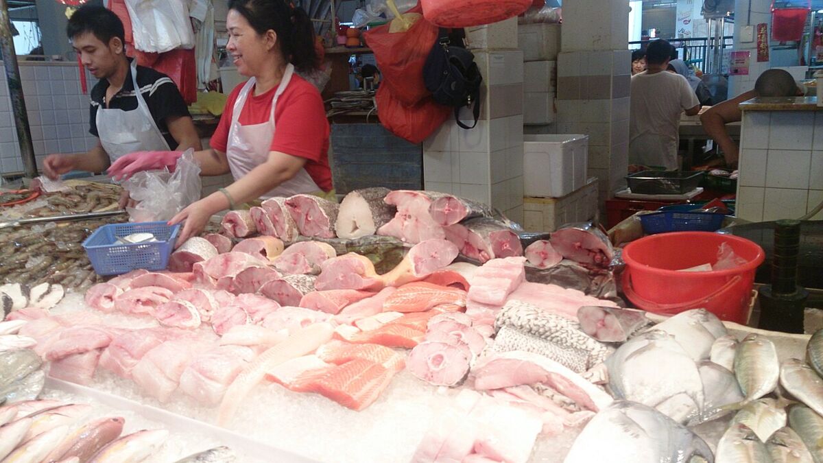 Fish stall at wet market, Singapore 3