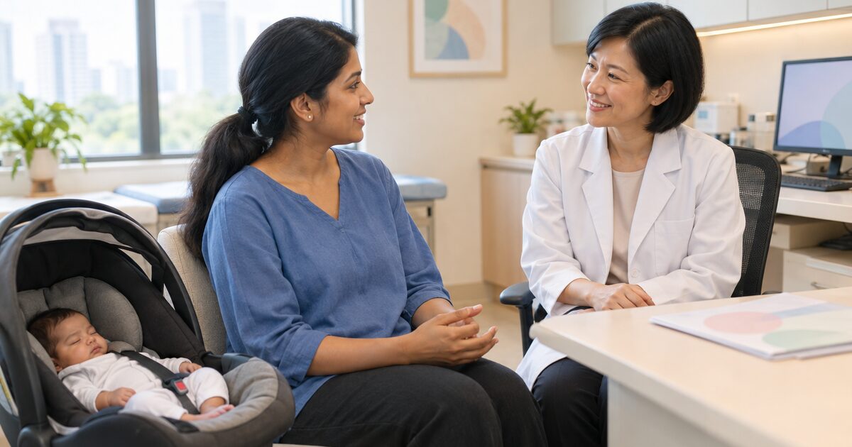 The six-week postnatal check in Singapore: what the doctor checks, questions to bring, and polyclinic versus private